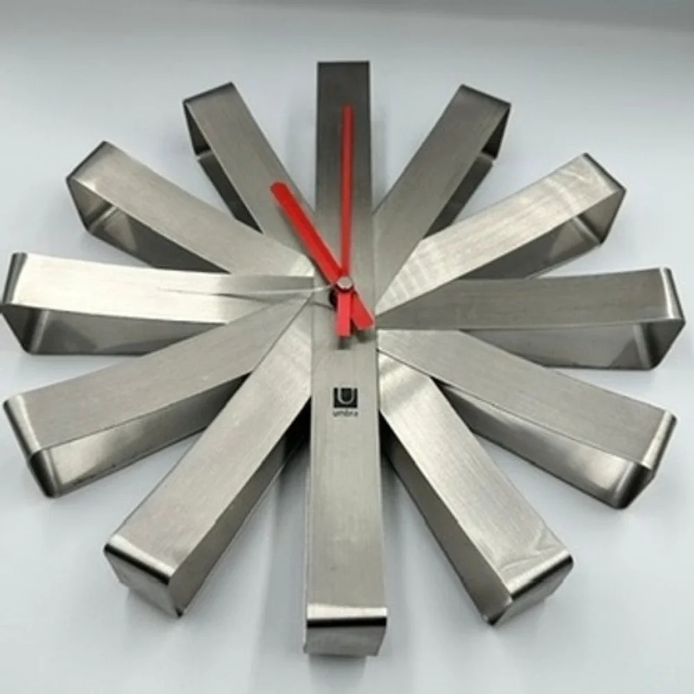 UMBRA wall clock by Michelle Ivankovic stainless steel ribbon sweep Seconds 12